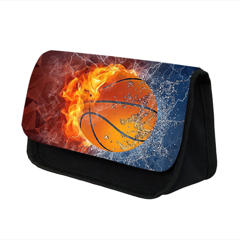 新款篮球笔袋学生大容量收纳文具盒立体多功能耐磨铅笔盒跨境热销