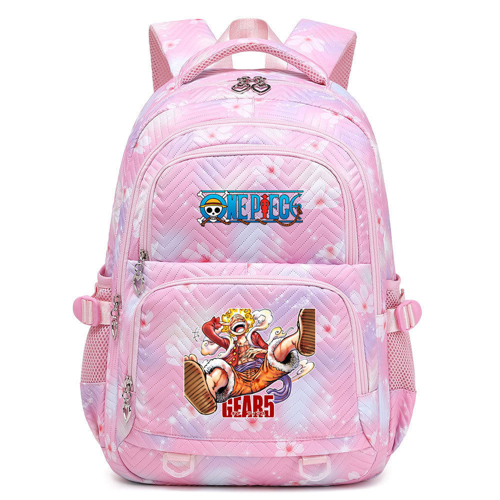 海贼王印花多隔层书包男女小学生初中减负轻便大容量双肩背包