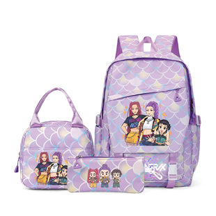 KPOP猎魔女团小学生印花儿童双肩背包schoolbag三件套书包批发