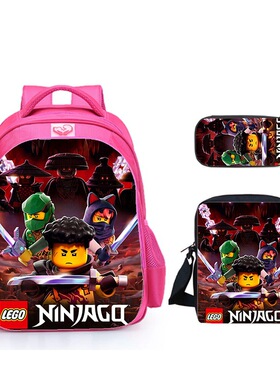 乐高LEGO Ninjago Season 5系列卡通图案三件套-书包+挎包+笔袋
