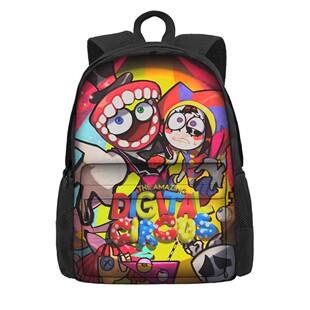 the amazing digital circus神奇数字马戏团带前袋印花书包大容量