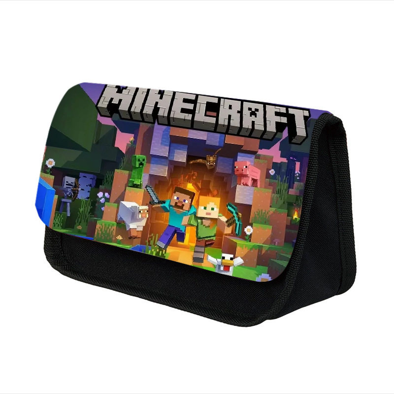 跨境新款我的世界双层笔袋学生立体多功能铅笔盒大容量收纳文具盒