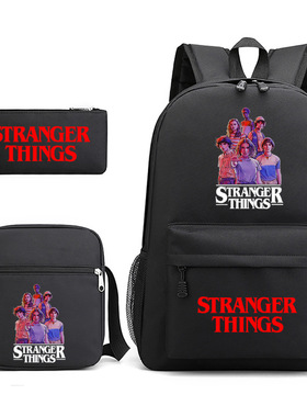 外贸开学季怪奇物语StrangerThings美剧印花双肩书包笔袋单肩包