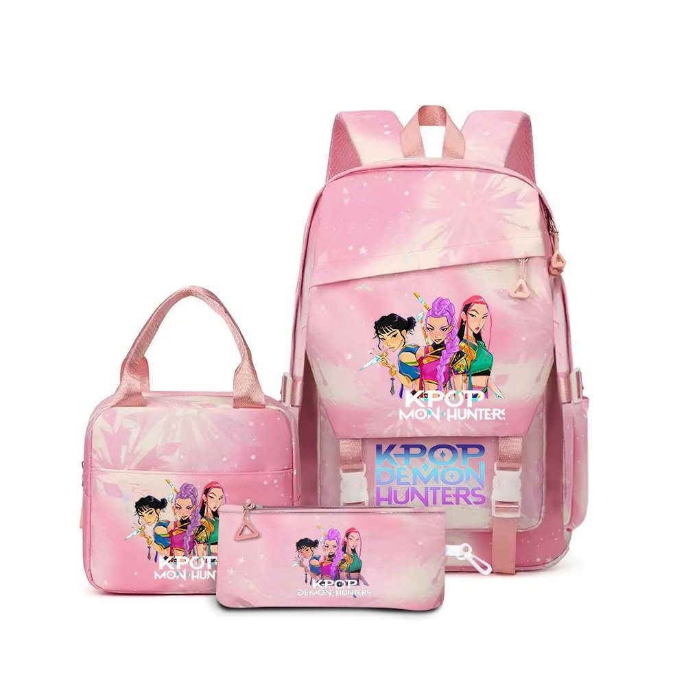 跨境热销猎魔女团儿童印花休闲书包中小学生书包手提包笔袋三件套,文具电教/文化用品/商务用品,学生书包,淘宝优惠券,粉丝福利购,淘宝优惠卷