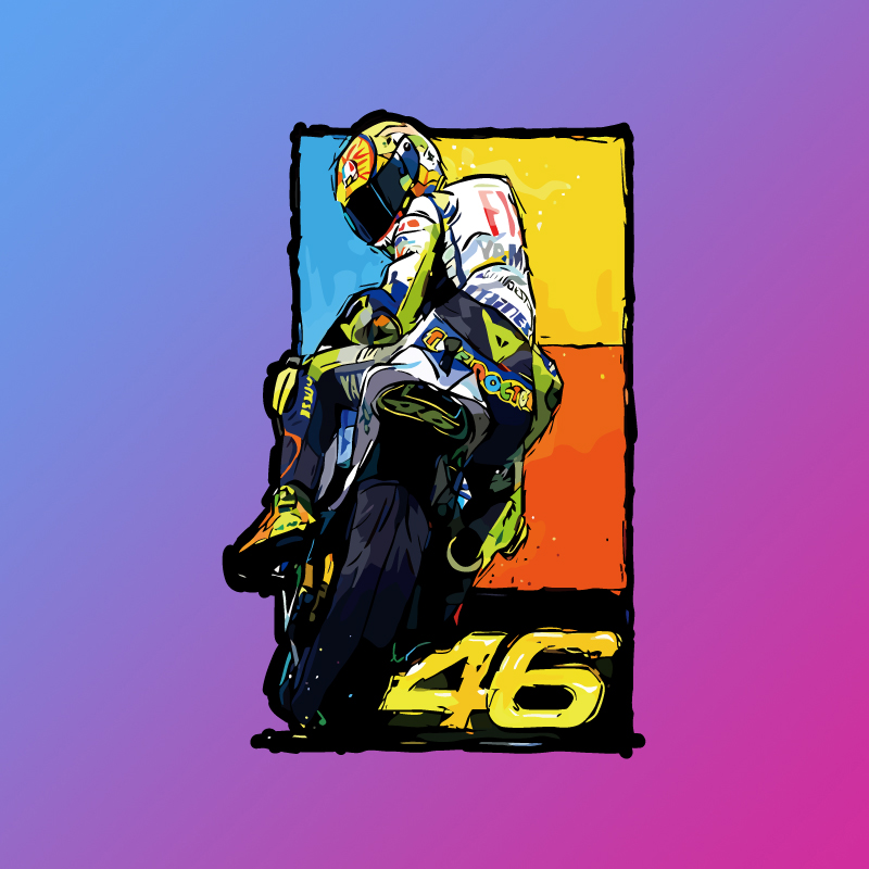 汽车反光车贴MotoGP世界冠军46号罗西骑行漫画风格室内外防水贴纸