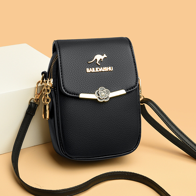 正品软皮真皮手机包女斜挎包2024新款竖款女包放装手机迷你小包包