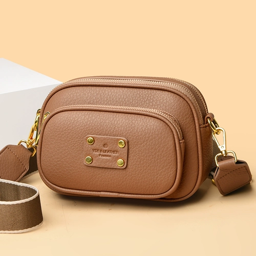 Кожаная небольшая сумка, сумка через плечо для отдыха, универсальная барсетка, коллекция 2023, в корейском стиле