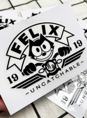 苍山驿站 头盔Felixa哈雷菲力猫卡通电动车贴纸踏板机车防水贴纸