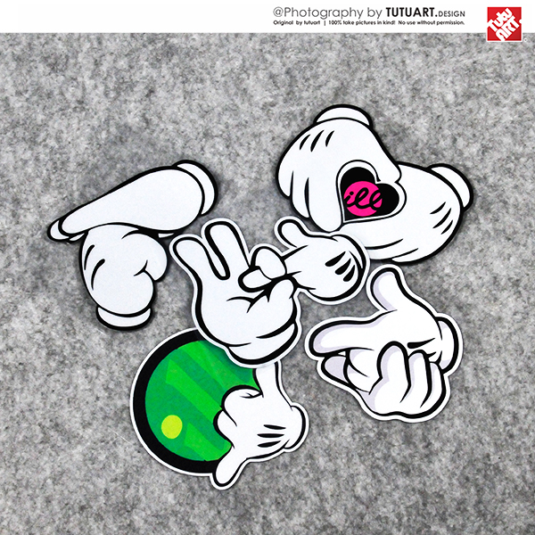 tutu圖圖車貼 hellaflush卡通手指车贴 666创意手势防水贴纸合集