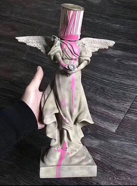 潮牌mand kaws油漆天使摆件潮玩手办潮流公仔模型雕塑桌面玩具