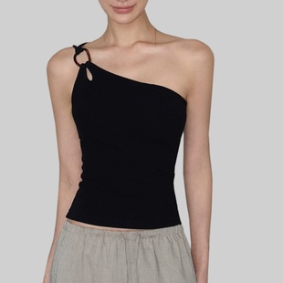 单肩瑜伽服镂空环扣专业跑步健身文胸运动内衣外穿长款背心设计感