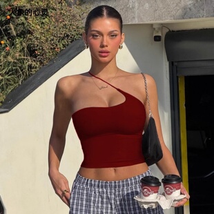 新单肩设计个性 纯色吊带含胸垫健身文胸性感露背收腰瑜伽运动背心