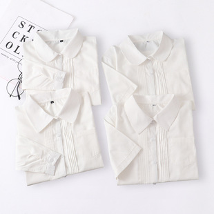 衬衫 方领衬衫 长袖 女黑白尖领前风琴褶衬衫 女 角襟衬衫 jk制服琴褶款