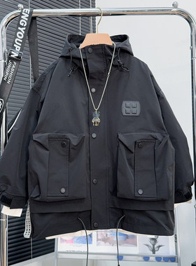 唛池童装男童黑色派克服