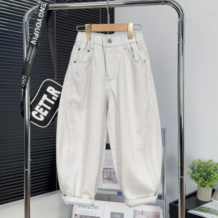 子2026新款 裤 中大童宽松牛仔裤 韩版 品牌童装 儿童老爹裤 男女童春季
