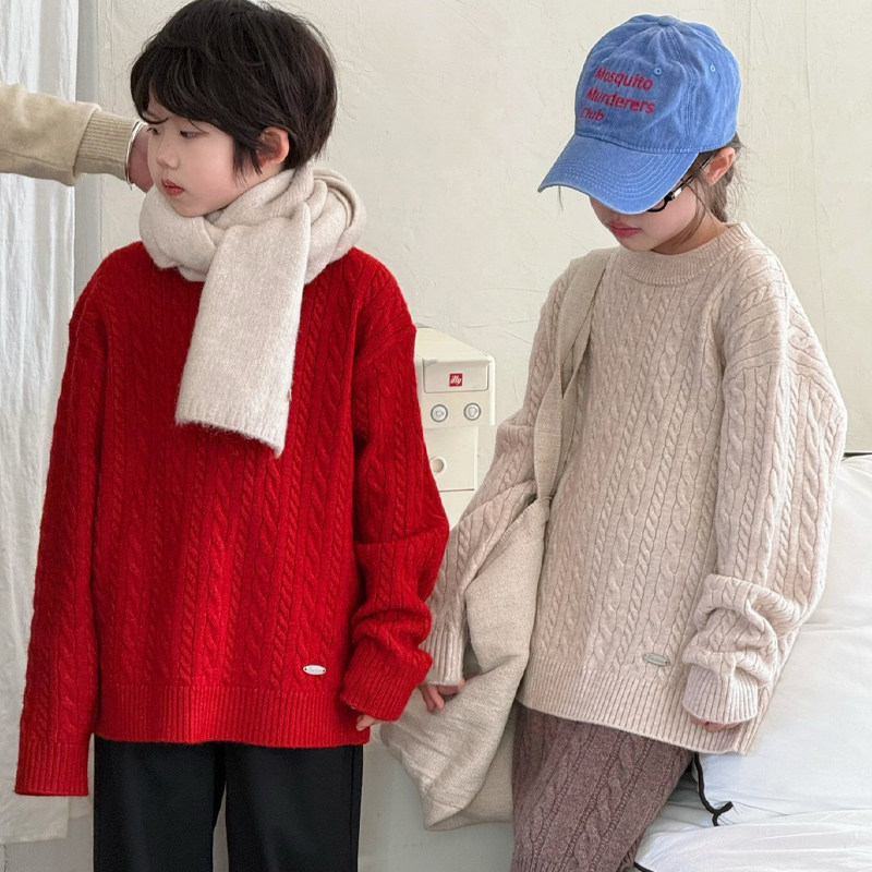 G＋童装儿童加厚毛衣中大童休闲针织衫韩版男女童加厚打底衫6898
