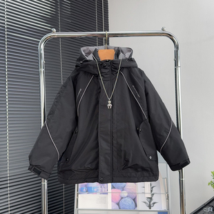 童乐鱼童装 中大童加厚儿童连帽棉衣外套9705 男女童夹棉冲锋衣冬季