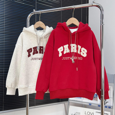 男童连帽加绒卫衣儿童加厚帽衫