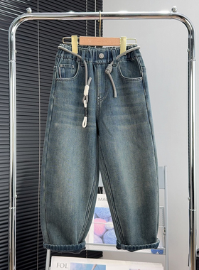 大E小e童装男女童一体绒牛仔裤2025冬季新款儿童加厚百搭长裤8737