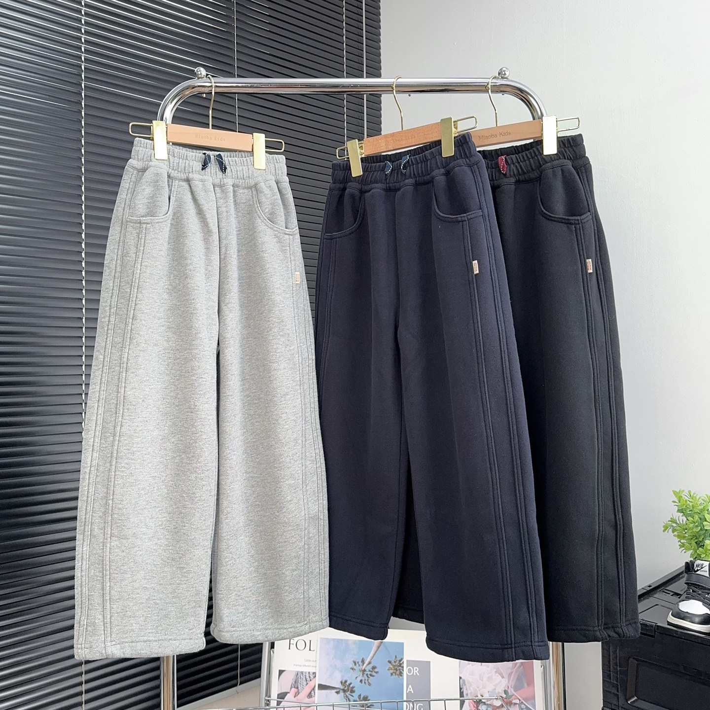 阳光爱橦童装男女童加绒针织裤