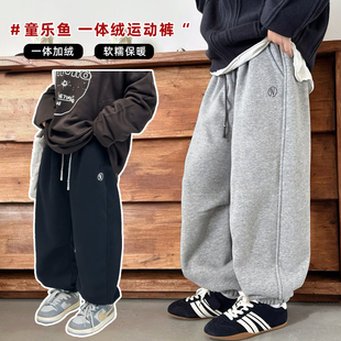 中大童加厚卫衣儿童休闲裤 2025冬季 6325 男童加绒运动裤 童乐鱼童装