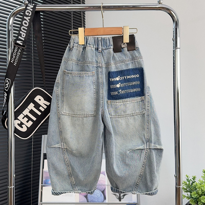 品牌男童薄款牛仔中裤夏季