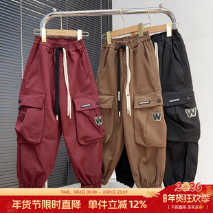 断码清 不退不换 童乐鱼童装男童加绒工装裤冬装中大童加厚休闲裤