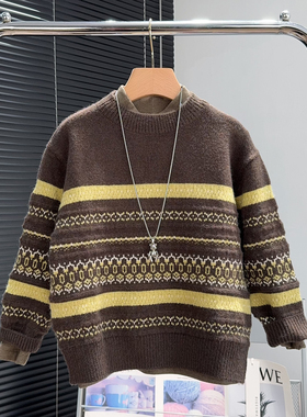 牛哆哆童装男女童复古毛衣冬款中大童针织衫韩版儿童毛线衣15259