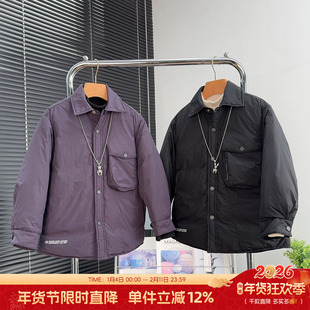 品牌童装儿童羽绒衬衫2025冬装中大童90白鸭绒内胆男女童保暖外套