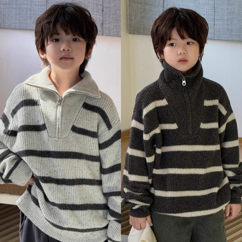 G+童装男童半拉链高领毛衣