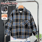 中大童加厚衬衣儿童棉衣外套2753 冬装 大E小e童装 男童夹棉格子衬衫