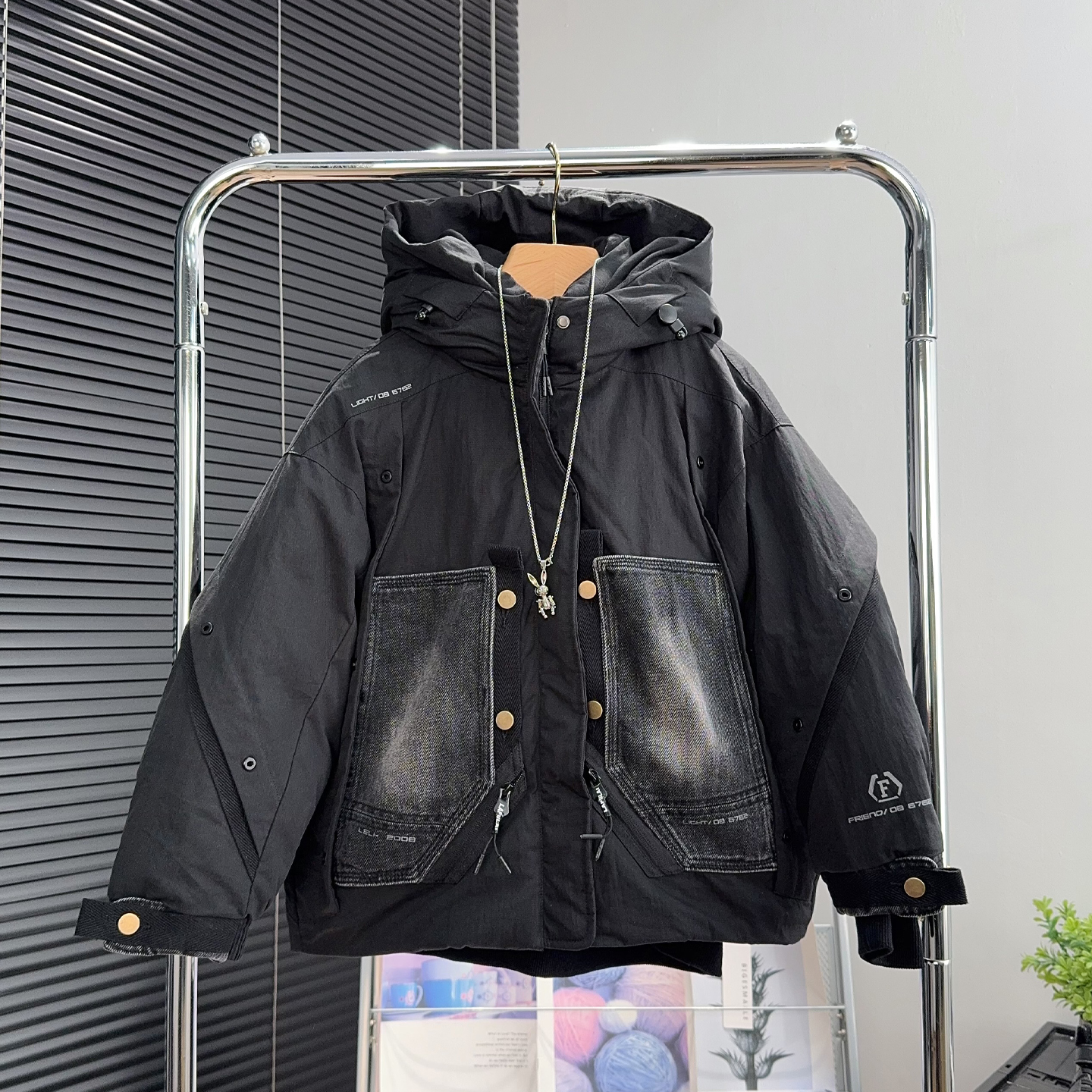 啦芙莱童装儿童牛仔拼接羽绒服