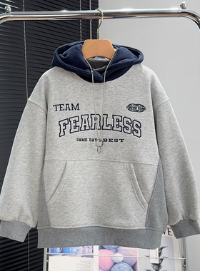 布芮欧童装男童加绒连帽卫衣冬款中大童保暖帽衫儿童上衣潮86628