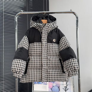 啦芙莱童装 男女童90白鸭绒外套中大童上衣3722 儿童格子羽绒服冬季