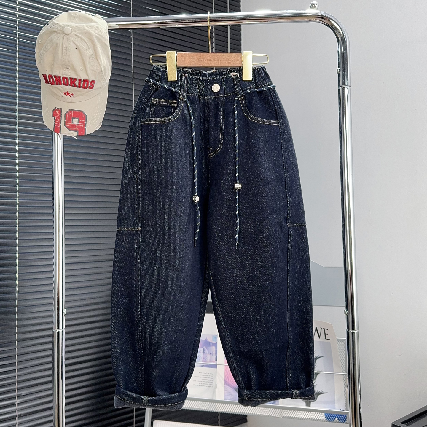 啦芙莱童装男童加绒牛仔裤