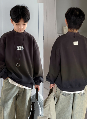 布芮欧童装男童加绒卫衣冬款中大童加厚套头衫儿童保暖上衣86632