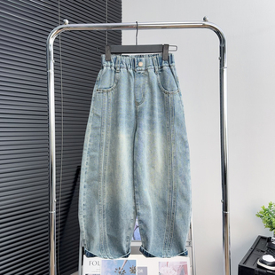 儿童弯刀裤 爱木橦童装 韩版 2026春秋中大童休闲裤 7935 男女童牛仔裤