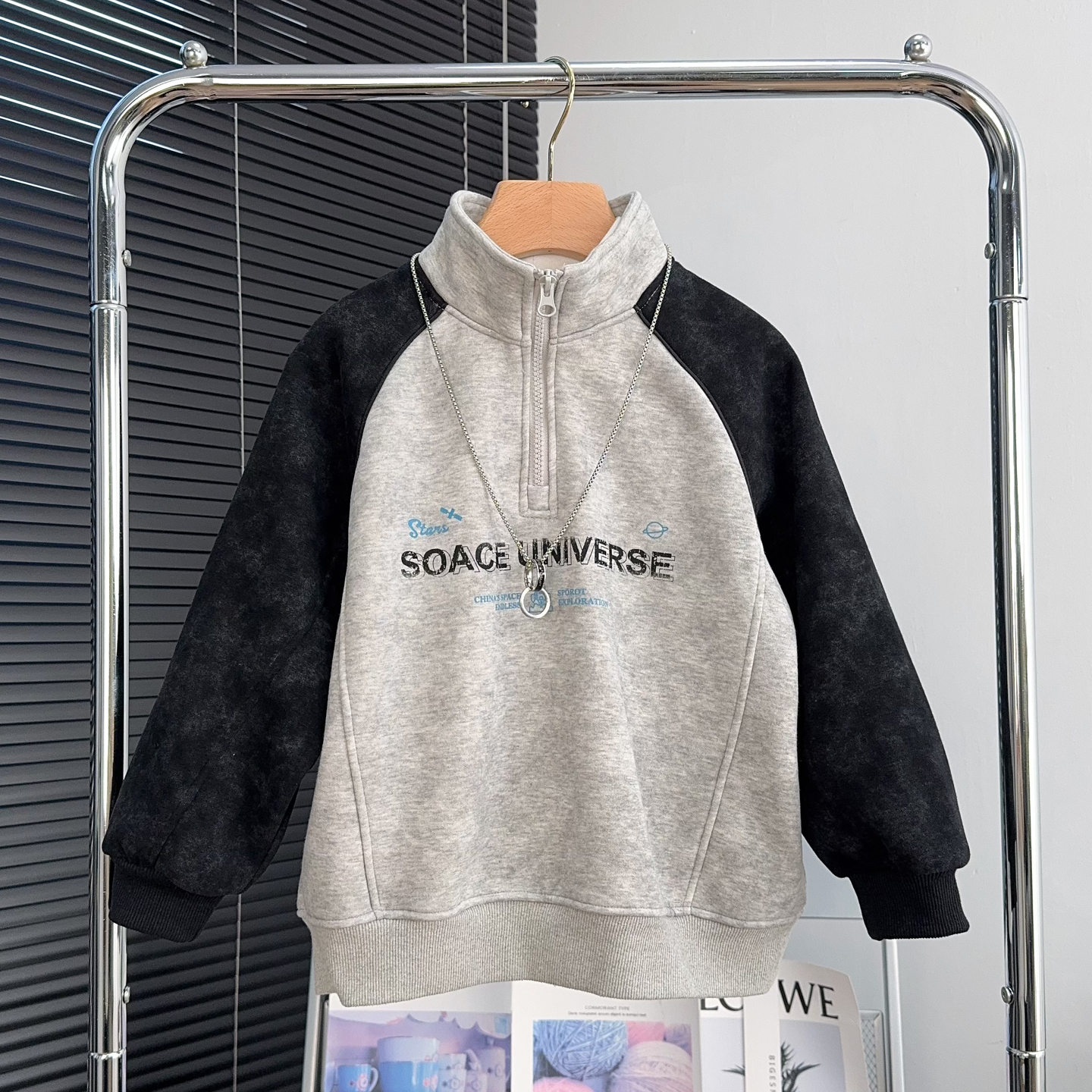 大E小e童装男童加绒立领卫衣