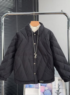 啦芙莱童装男女童翻领羽绒服冬季大童轻薄白鸭绒儿童衬衫外套3706