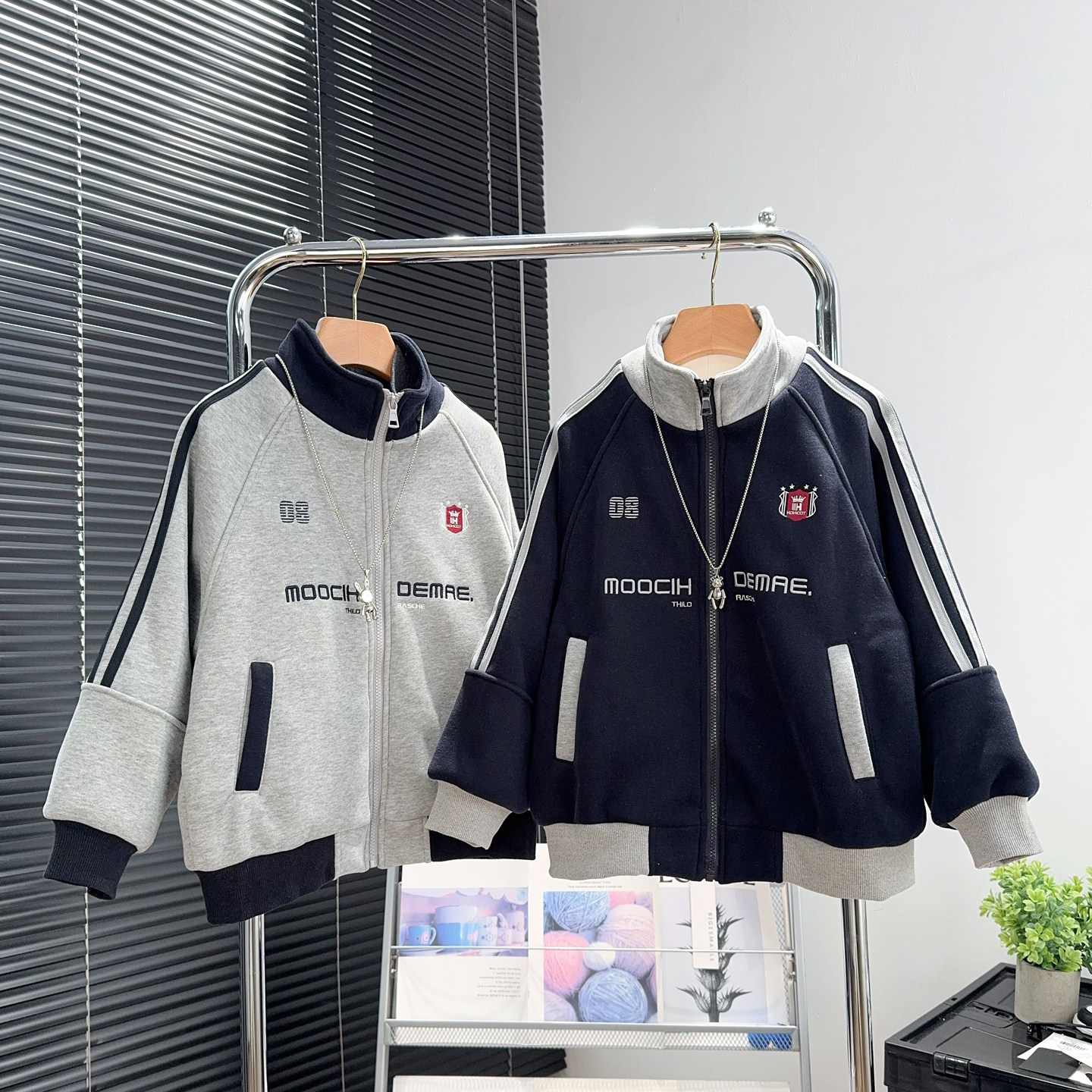 大E小e童装男童加绒外套秋冬款中大童加厚休闲上衣儿童拉链衫2828