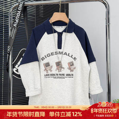 大E小e童装男童假两件POLO衫