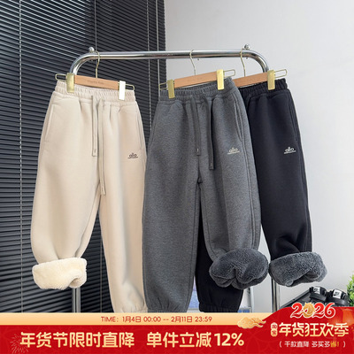 爱木橦童装男女童羊驼绒运动裤