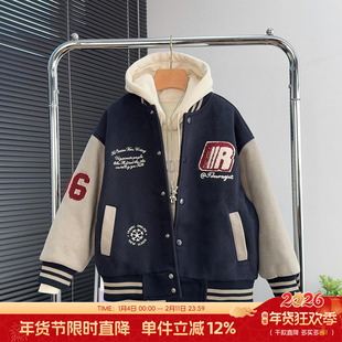 大E小e童装儿童夹棉棒球服冬季男童加厚夹克外套中大童棉衣潮3770