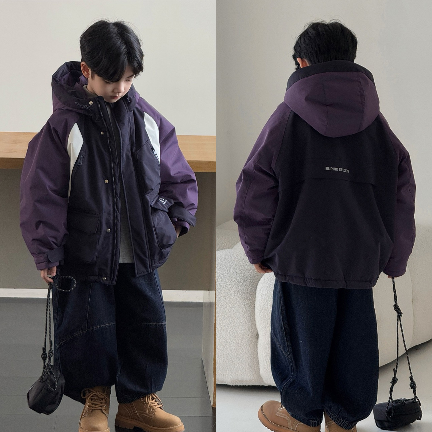 布芮欧童装男童夹棉冲锋衣