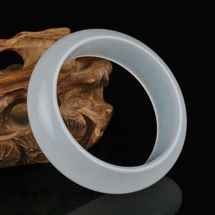 A级缅甸老坑翡翠冰玉手镯油润白玉镯子冰种A货