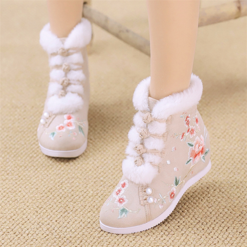 老北京布鞋加绒短靴古风汉服鞋子