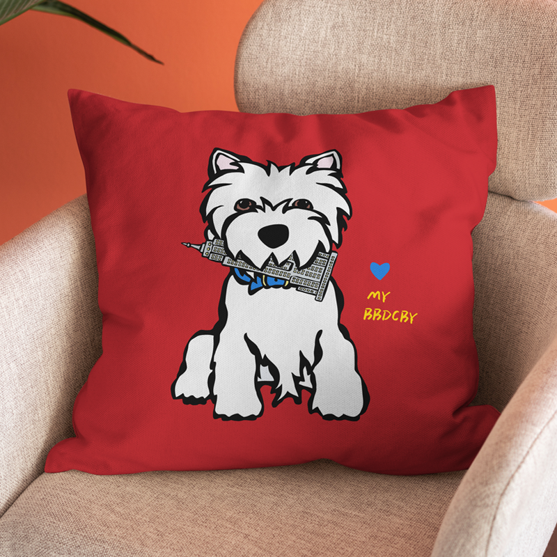 西高地白梗艺术抱枕来图定制