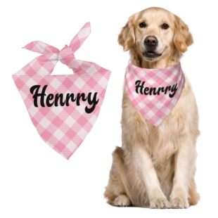 bbdcby格子三角巾狗狗口水巾宠物围巾来图定制加印名字