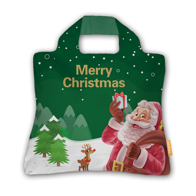 雪花圣诞老人买菜包折叠便携环保购物袋福袋手提单肩布袋可印logo