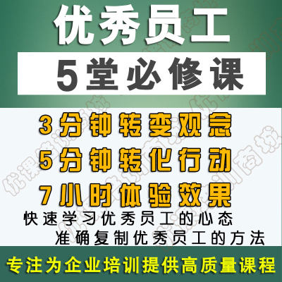 企业员工培训课程员工心态职业素养责任心执行力提升培训视频教程